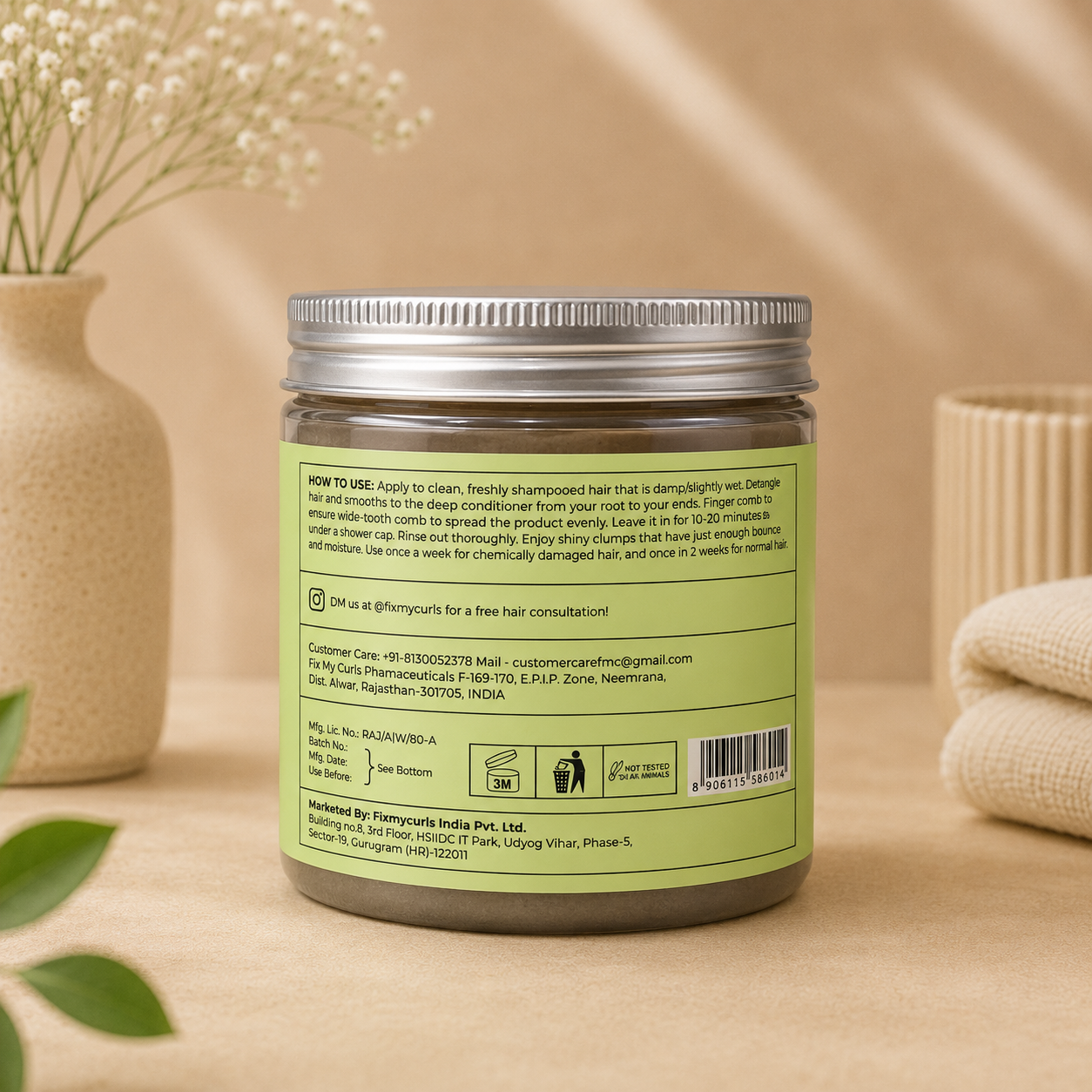 Fix My Curls Protein Powered Deep Conditioning Hair Mask | Bond Repair & Strengthening Hair Treatment for Curly & Wavy Hair | Silicone Free | 180g