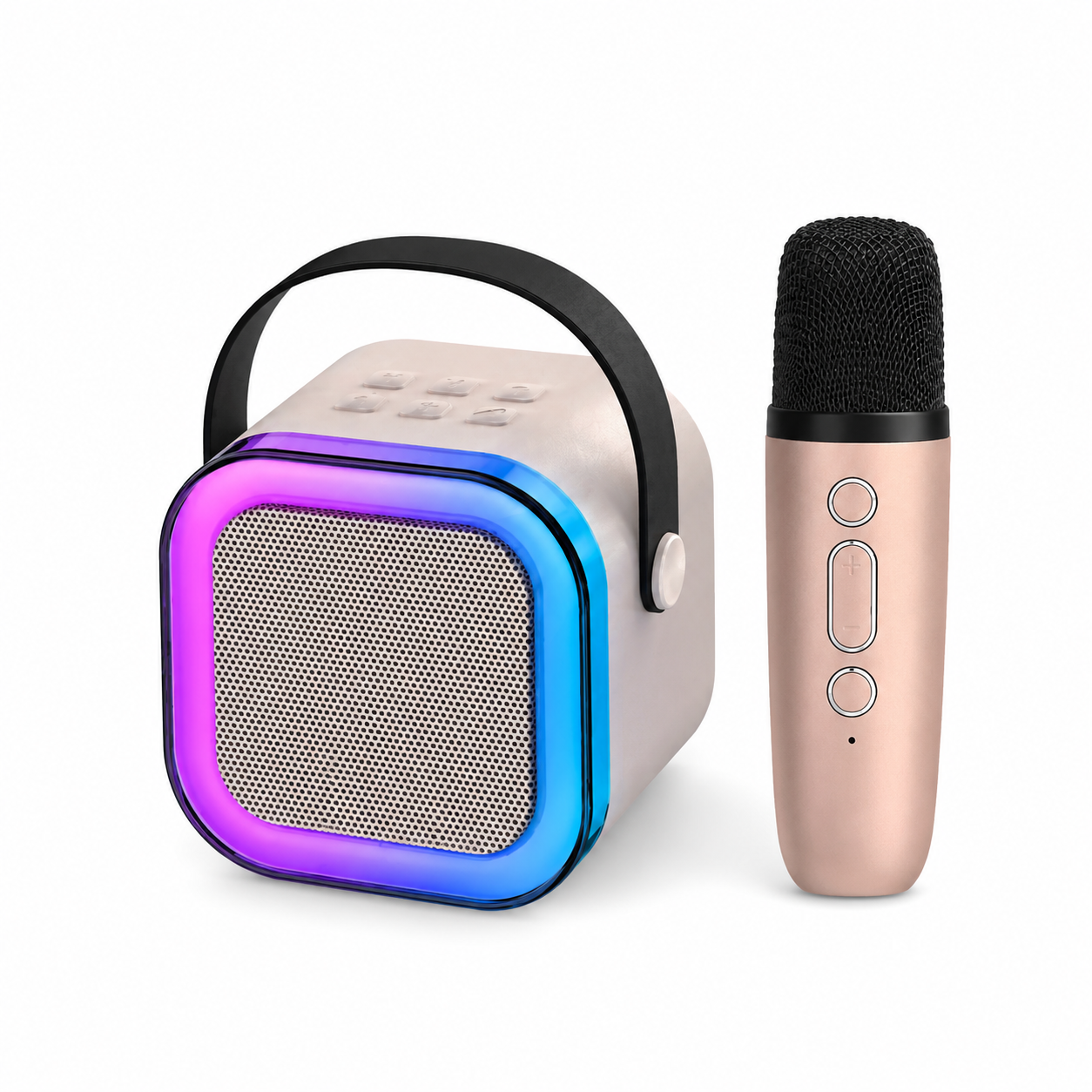 Toy Mania Rechargeable Karaoke Mic with Speaker for Singing | Wireless Mini Portable Bluetooth Speaker with Microphone & LED Lights | Cute Birthday Gift for Kids Musical Toys for Boys, Girls