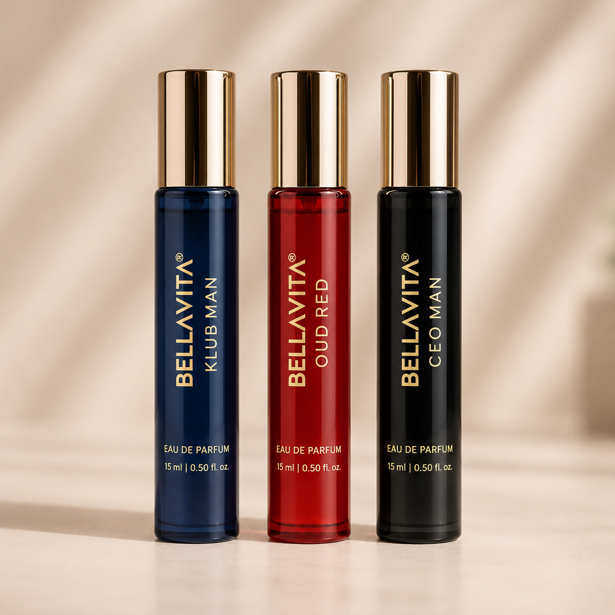 Bellavita Mood Collection Gift Set for Him 3 in 1 | Eau De Parfum | Skai, Oud & Honey | 3 x 15ml Premium Fragrance Set