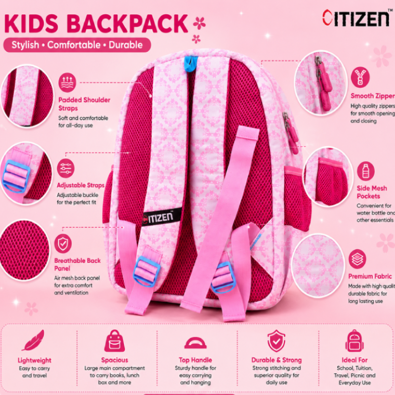 Citizen Disney Frozen Anna & Elsa Kids School Backpack 14 L – Pink | Lightweight School Bag for Girls