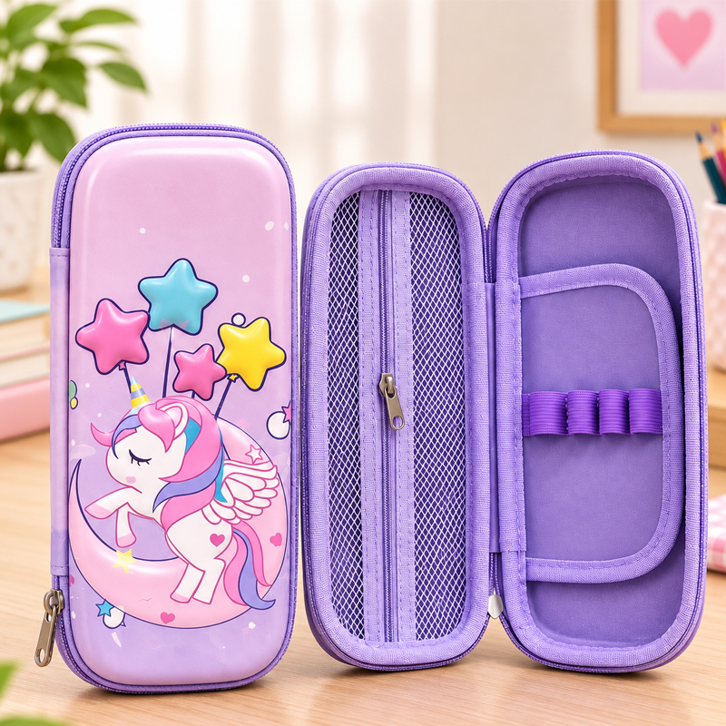 Unicorn Pencil Box for Kids | Spacious & Durable Pencil Case for Girls | School Stationery Organizer
