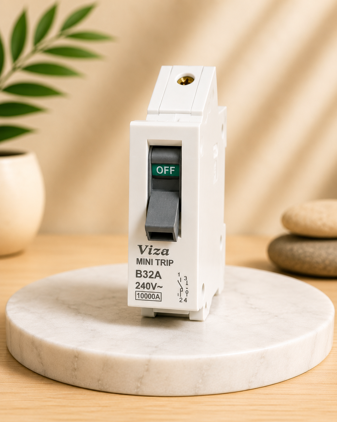Vinayak Viza Mini Trip SP MCB B32A 32 Amp Single Pole Circuit Breaker | 240V | 10000A Breaking Capacity