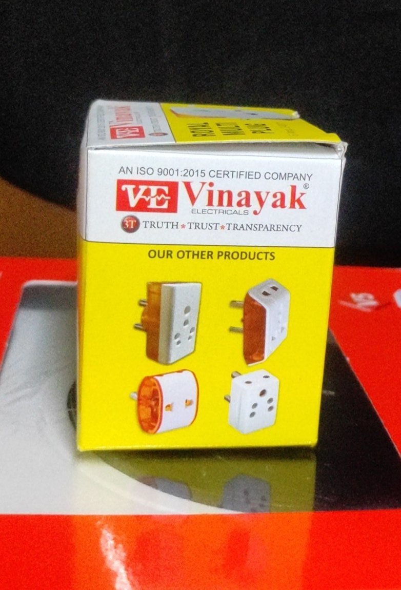 3 Pin Multi Socket Adapter Plug 6 AMP, White (Pack of 2)
