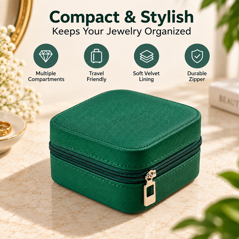 Compact & Stylish Jewellery Organizer Box | Travel-Friendly Jewellery Storage Case with Multiple Compartments