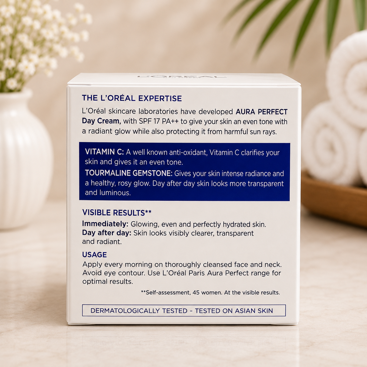 L'Oréal Paris Aura Perfect Day Cream SPF 17 PA++ with Vitamin C & Tourmaline | Healthy Glow & Even Tone Face Cream | Daily Moisturizer for Radiant Skin
