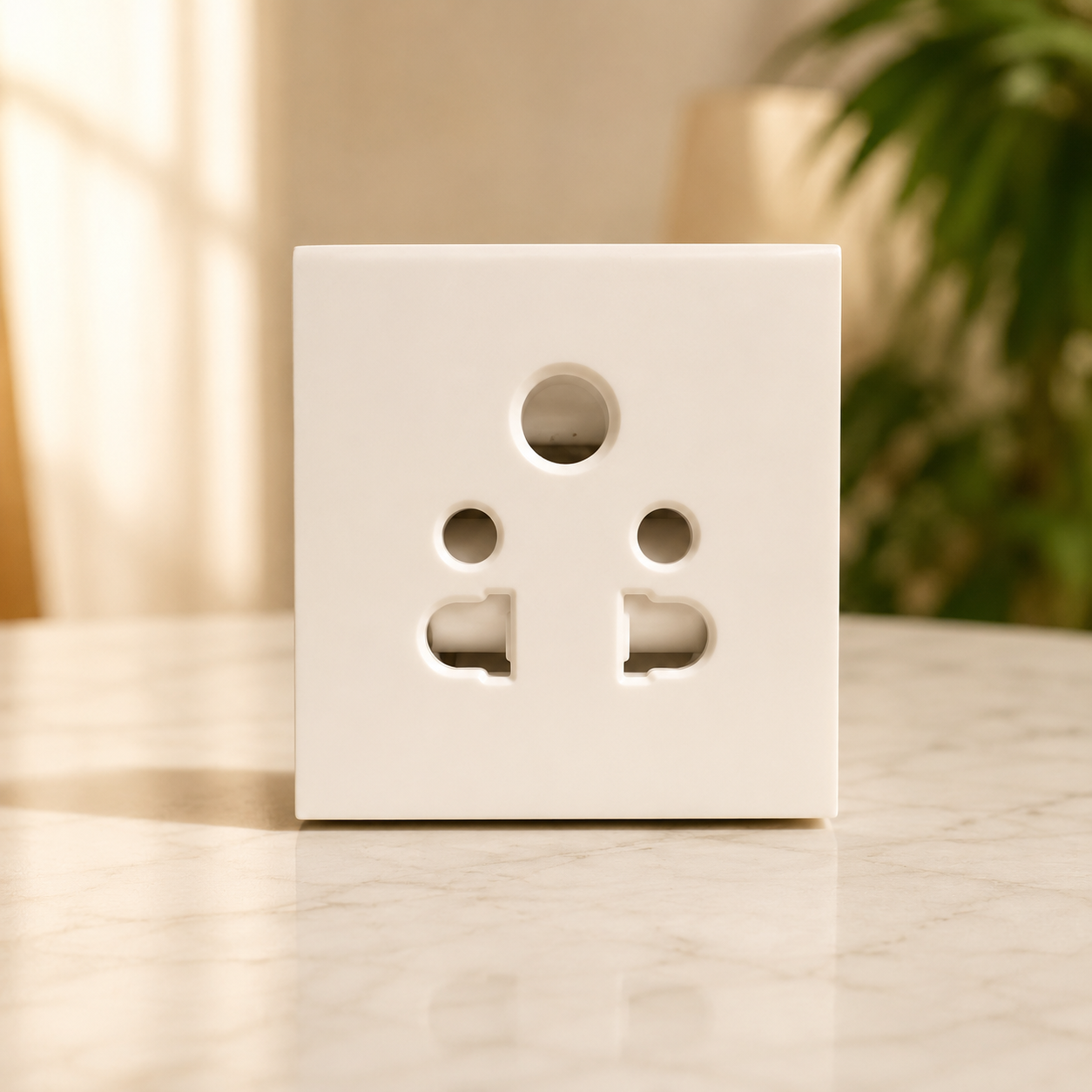 Vinayak 6A/10A 3 Pin Modular Charger Socket | Universal Electrical Wall Socket | White Modular Socket Outlet
