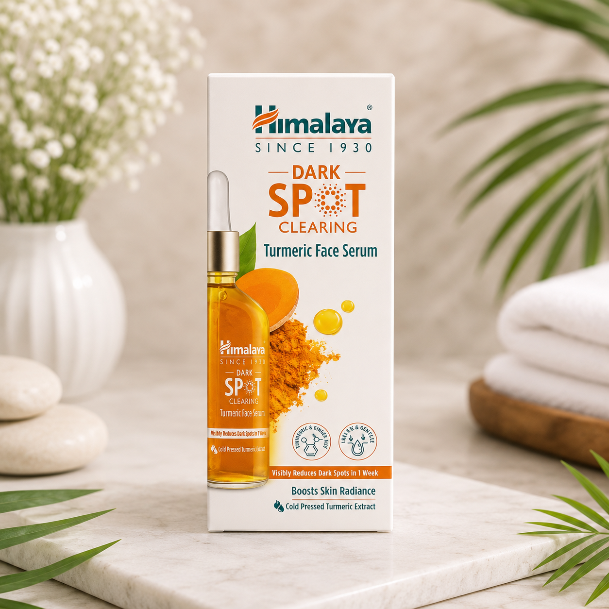 Himalaya Dark Spot Clearing Turmeric Face Serum with 2% Niacinamide & 10% Glycolic Acid | Boosts Skin Radiance | Reduces Dark Spots & Blemishes | 30ml Skin Care