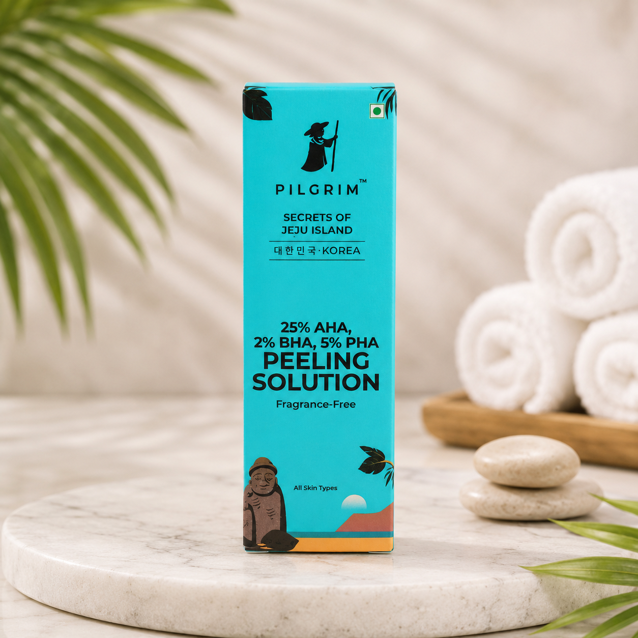 Pilgrim Korean Skin Care 25% AHA 2% BHA 5% PHA Peeling Solution Face Serum – Fragrance Free Exfoliating Facial Peel for Glowing Skin – Secrets of Jeju Island Korea